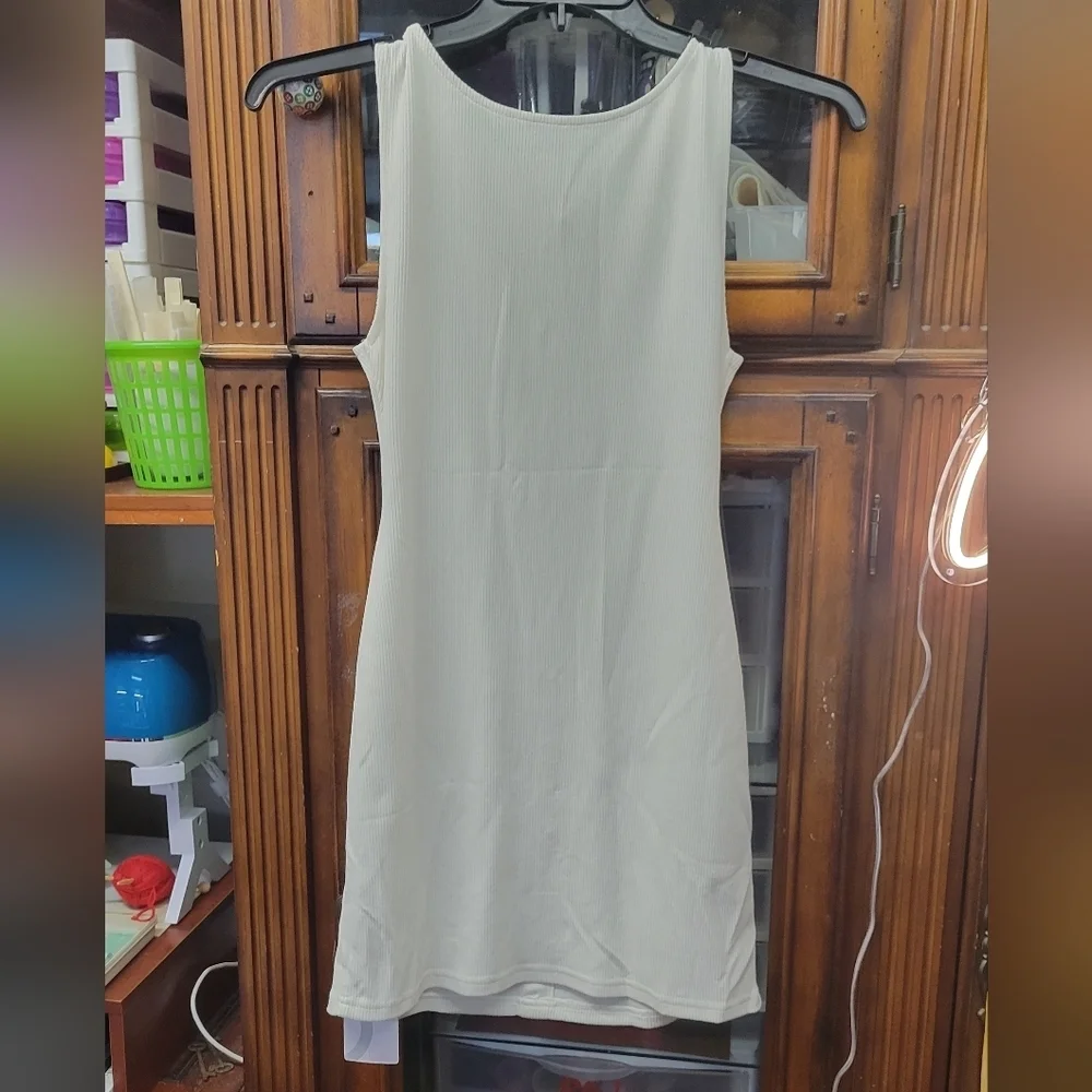Creamy White Gold Button Accent Sweater Sleeveless 2 Pockets Dress XS - Picture 7 of 7